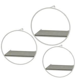Round Wall Shelves - Set/3 - Gray/White