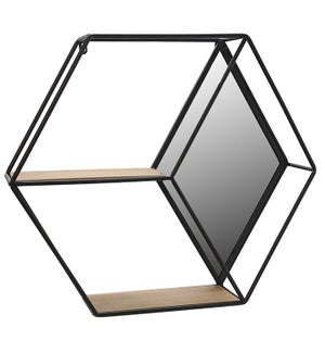 Hexagon Mirror & Shelf Wall Art