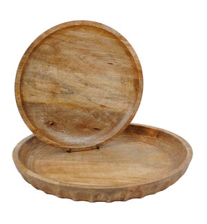 Round Wood Tray Set/2