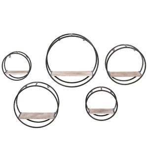 Black Round Ring Shelves - Set/5