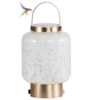 LED Glacial Art Glass Lantern