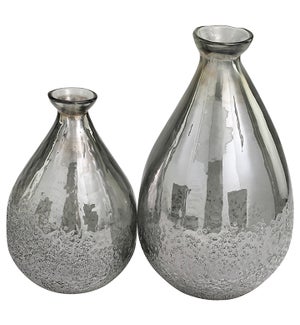 Gray Bubble Glass Vases - Set/2