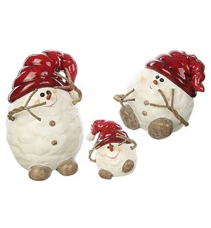 Snowmen with Santa Hats - Set/3