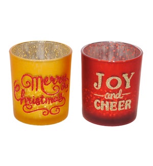 "Merry Christmas/Joy & Cheer" Votive Holder