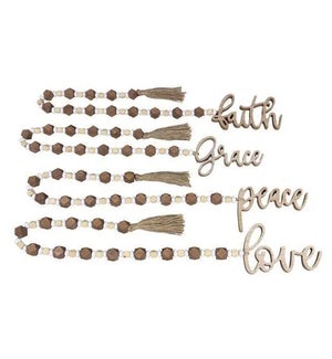 PEACE FAITH LOVE GRACE Blessing Bead Garland