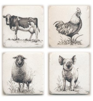 Farm Animal Coasters - Set/4