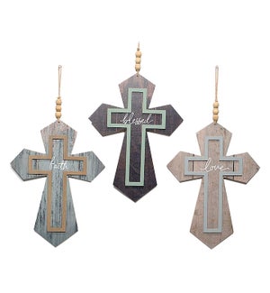 Hanging 'Love/Faith/Blessed' Cross Wall Art