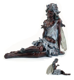 Bronze Sitting Fairy with Bird