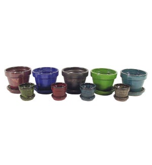 Standard Pot with Attached Saucer - Assorted Colors - 4 3/8" W