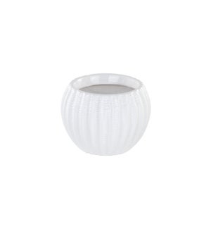 Ribbed Ball Planter - Ceramic - White
