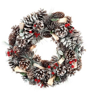 Snow Pine Berry Wreath - 13 " Dia