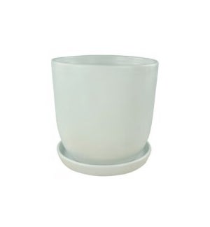 Eastham Egg Pot with Attached Saucer B - Matte White 7 3/4"W