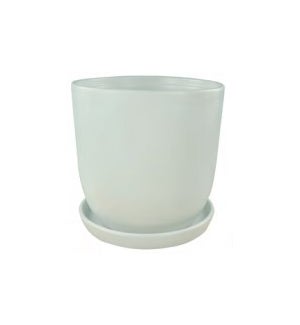Eastham Egg Pot with Attached Saucer D - Matte White 11 3/4"W