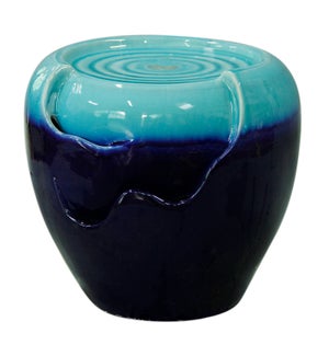 Water Drum Fountain - Jade/Cobalt "Blue" - 17 1/4" H x 18 1/2" W