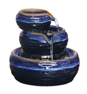 Tabletop Rippled Bowl Tiered Fountain - Blue - 7 1/4" H x 7 3/4" W