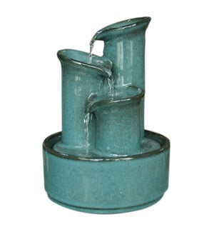 Tabletop Bamboo Tiered Fountain - Aqua Blue - 10" H x 7 1/4" D