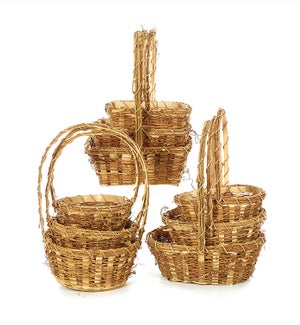 Baskets, 3 per set, 3 Assorted Vine