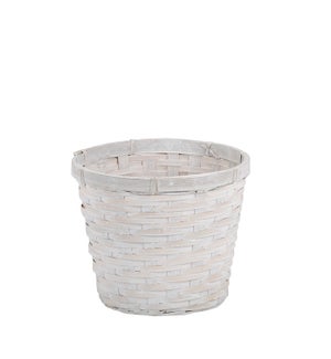 6.5" White Wash Pot Cover - 6.25" H x 7" Dia - Bamboo