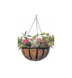 Traditional Hanging Basket with Coco Liner - Black - 14" W