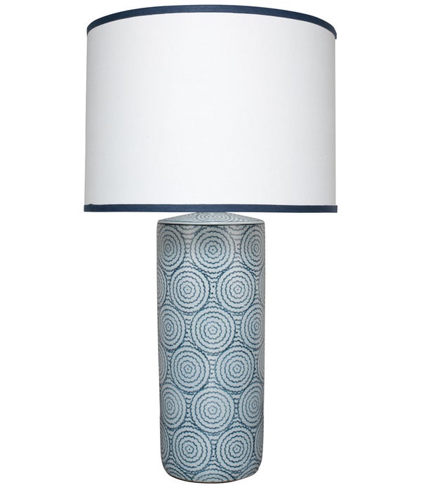 Hampton Blue and White Table Lamp, Lg Drum