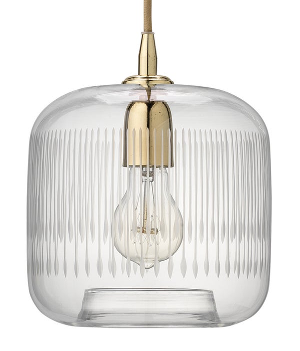 Contour Clear Glass and Brass Pendant