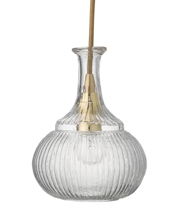 Olivia Carafe Clear Glass and Brass Pendant
