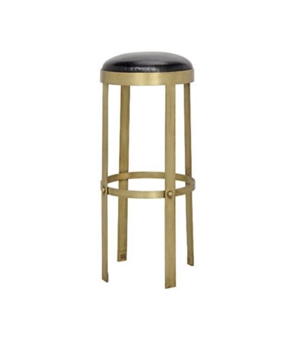 Prince Stool, with Leather, Brass