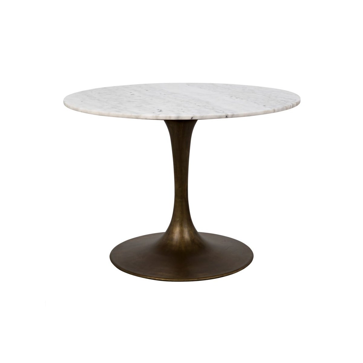 Laredo Table 40", Metal with Aged Brass, White Stone Top