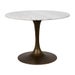 Laredo Table 40", Metal with Aged Brass, White Stone Top
