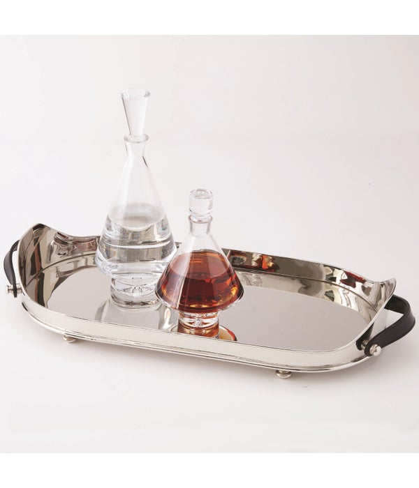 Drinks Tray with Leather Handles