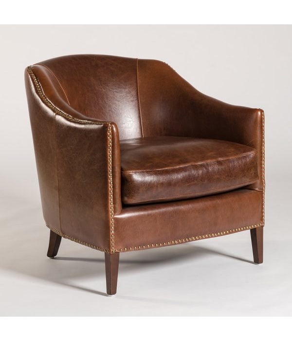 Madison Occasional Chair, Antique Saddle, Dark Walnut