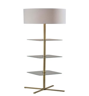 IMOGEN SHELF FLR LAMP-ANTQ BRS