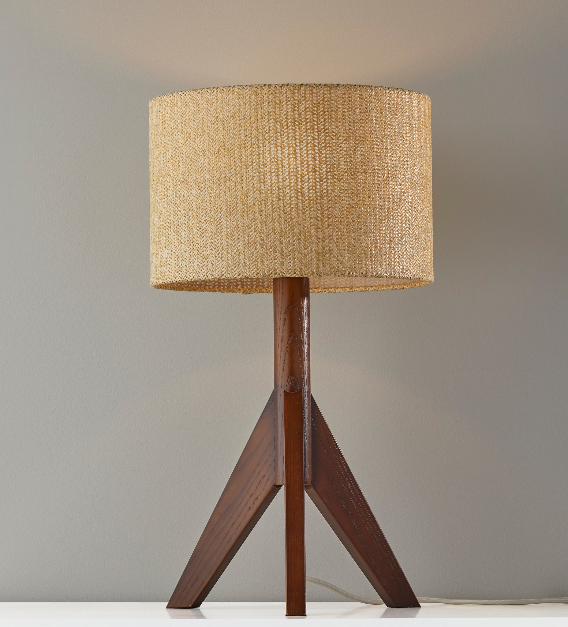 Walnut tripod deals table lamp