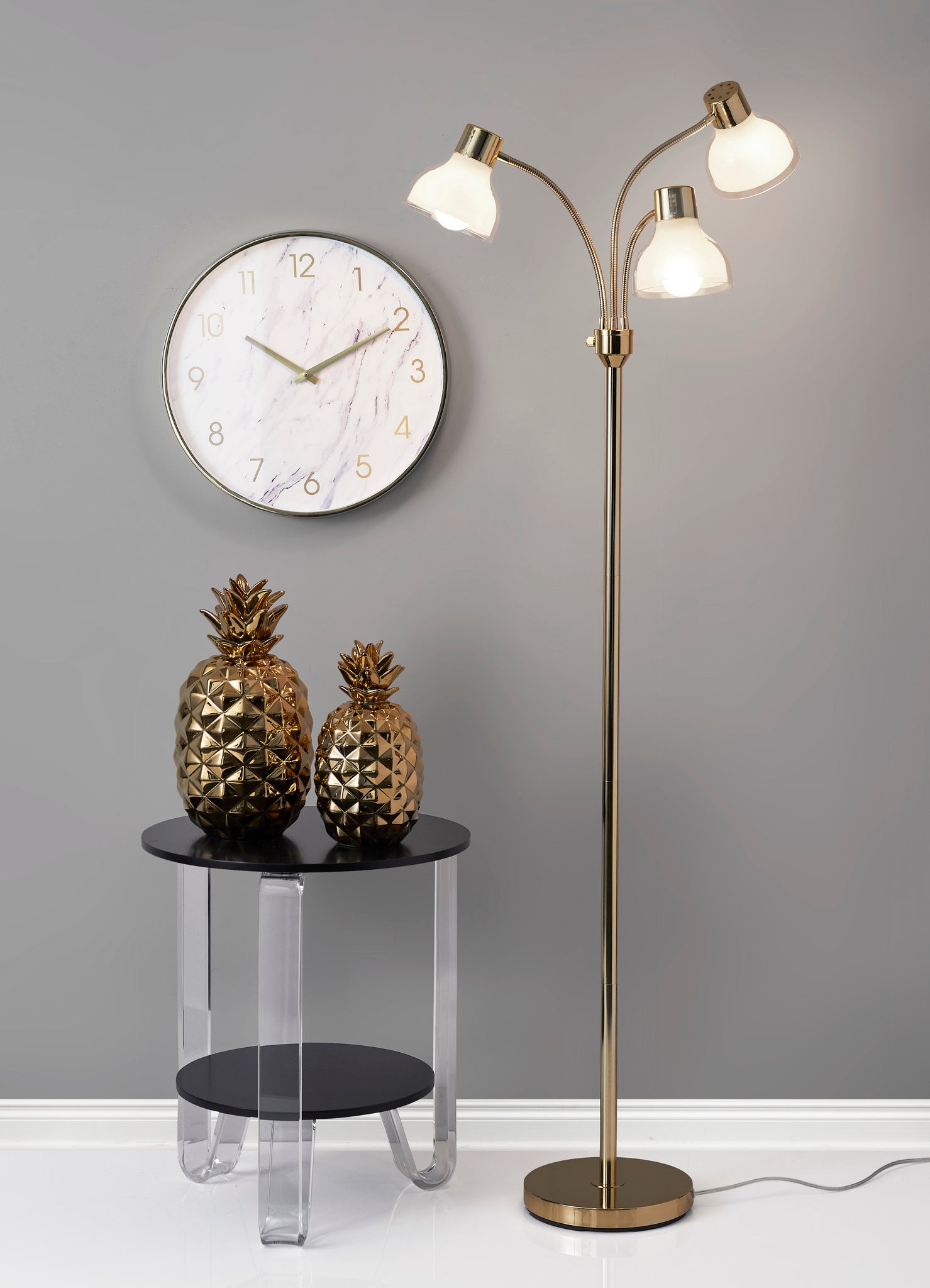 gold 3 arm floor lamp