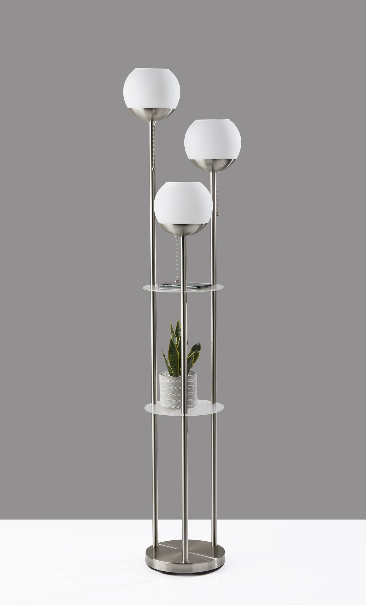 White floor deals lamp with shelves