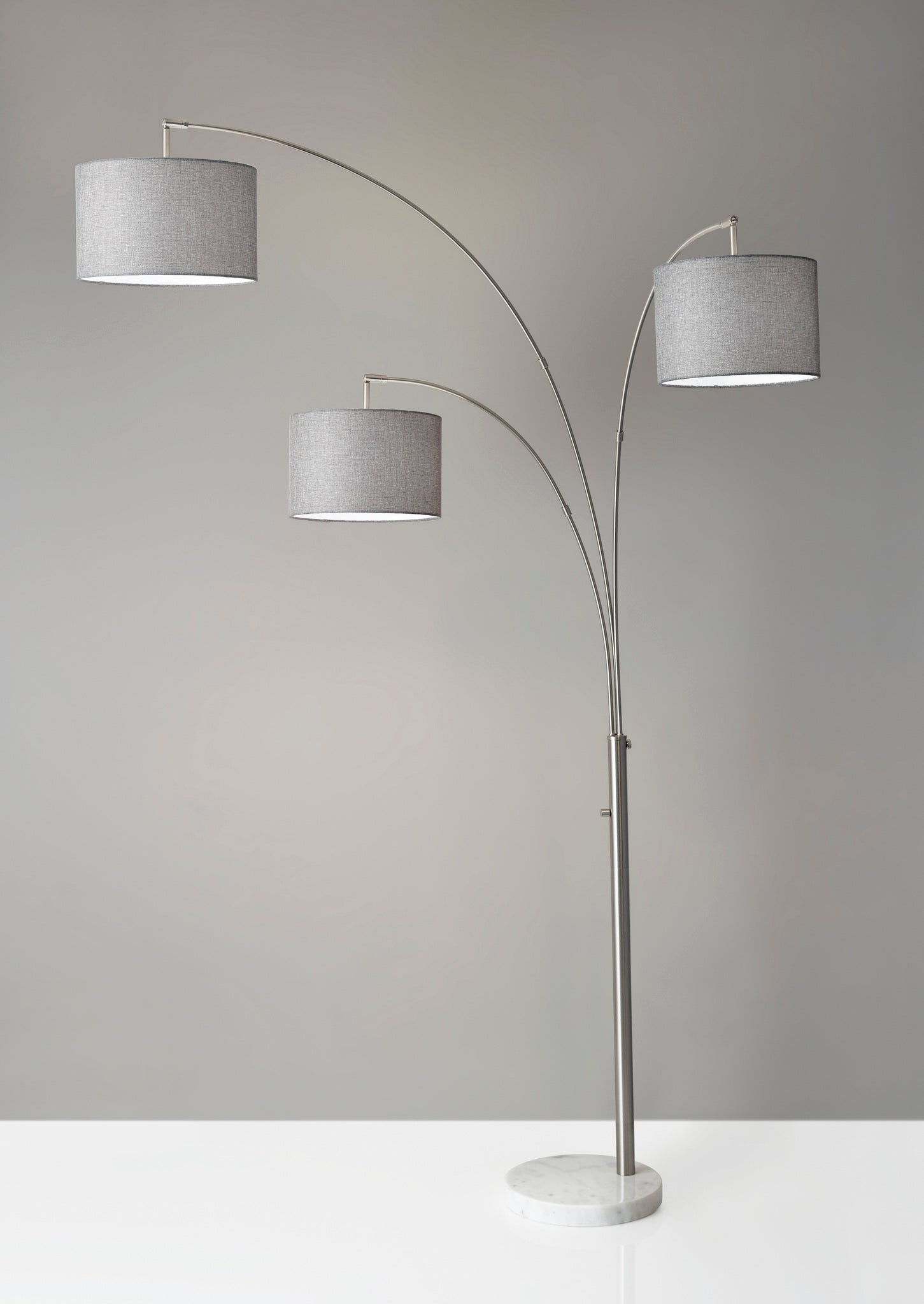Bowery 3 Arm Arc Lamp-Steel - arc lamps | Adesso
