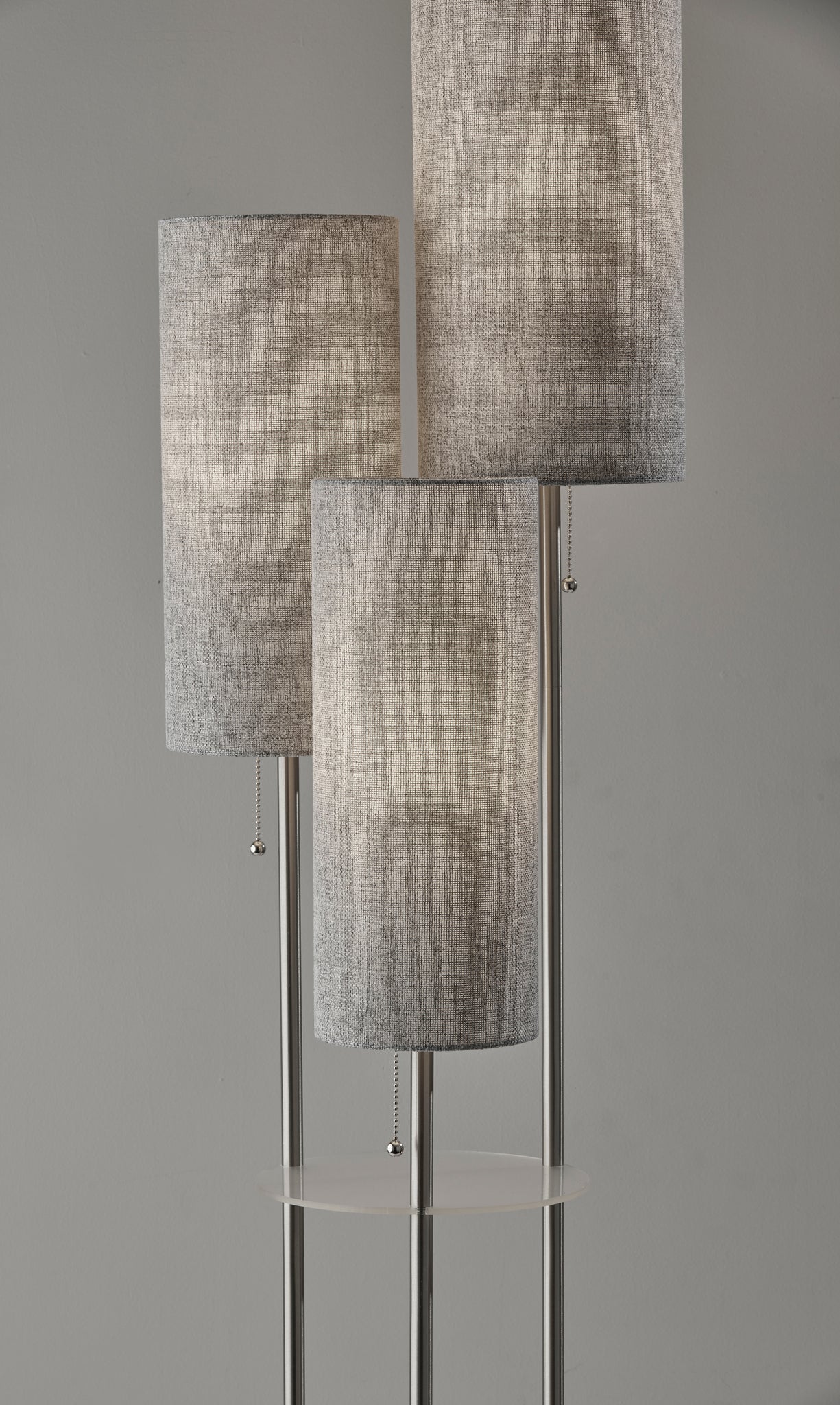 Silver floor shop lamp with shelves