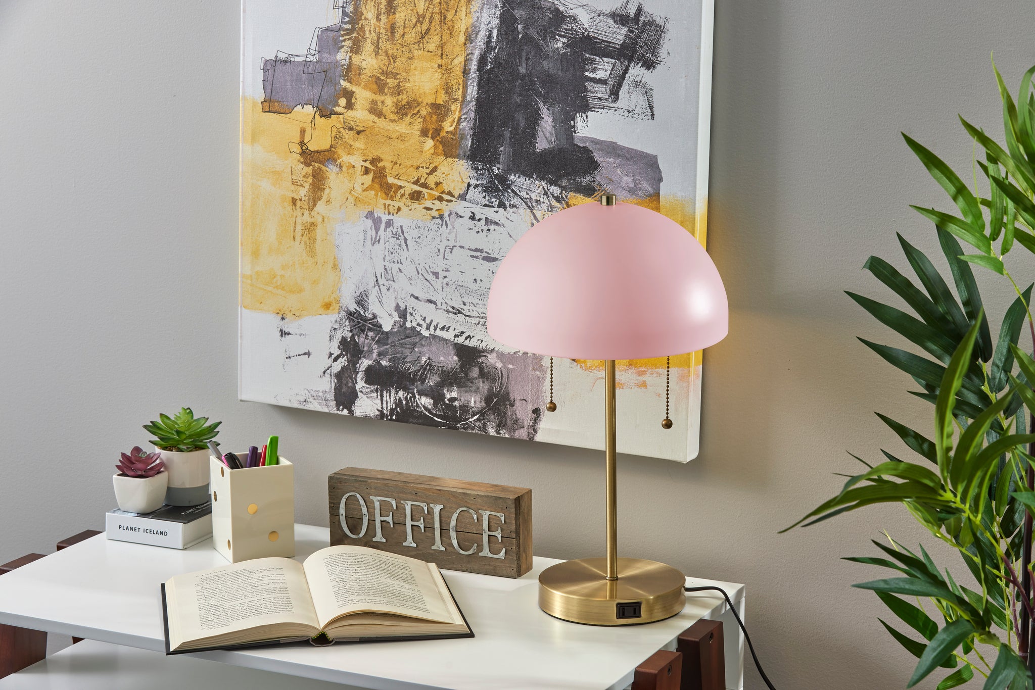 Pink and best sale gold desk lamp