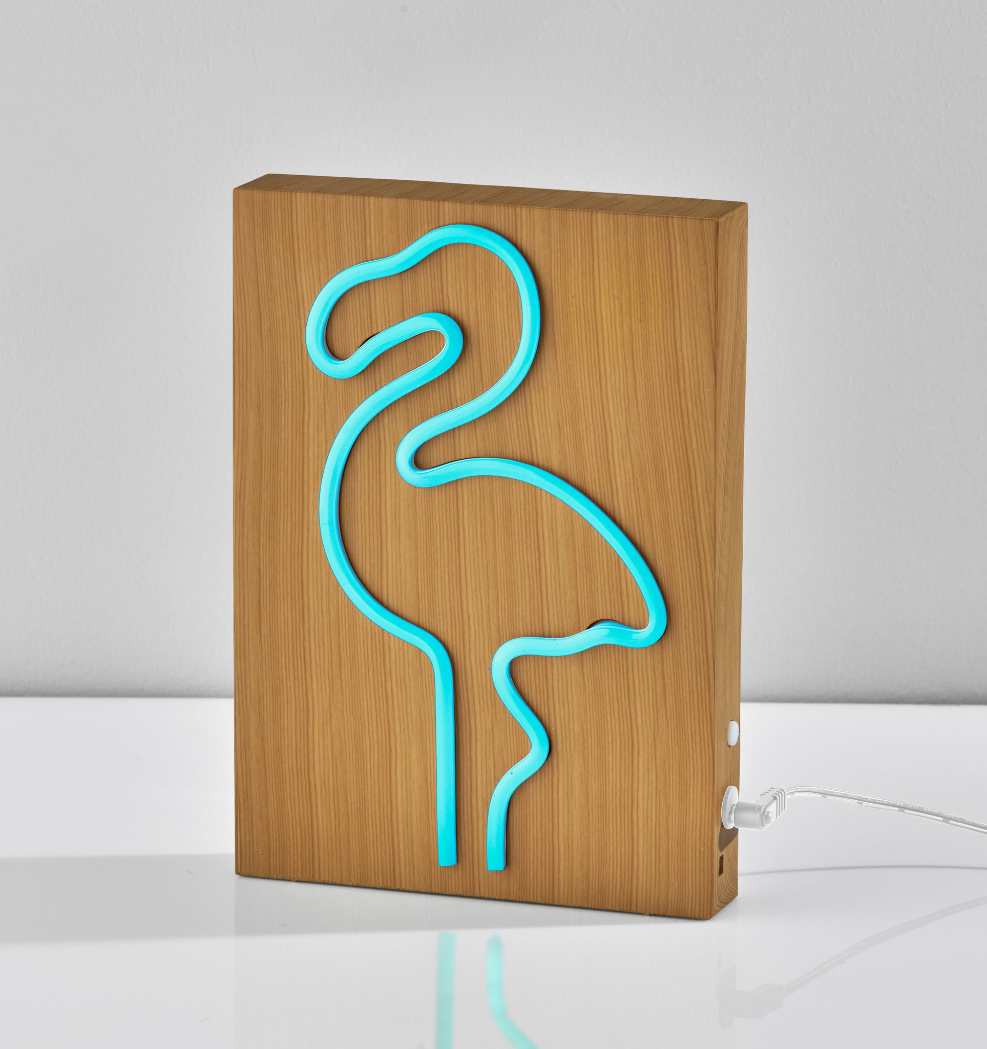 Wood Framed Neon Flamingo Lamp - novelty | Adesso