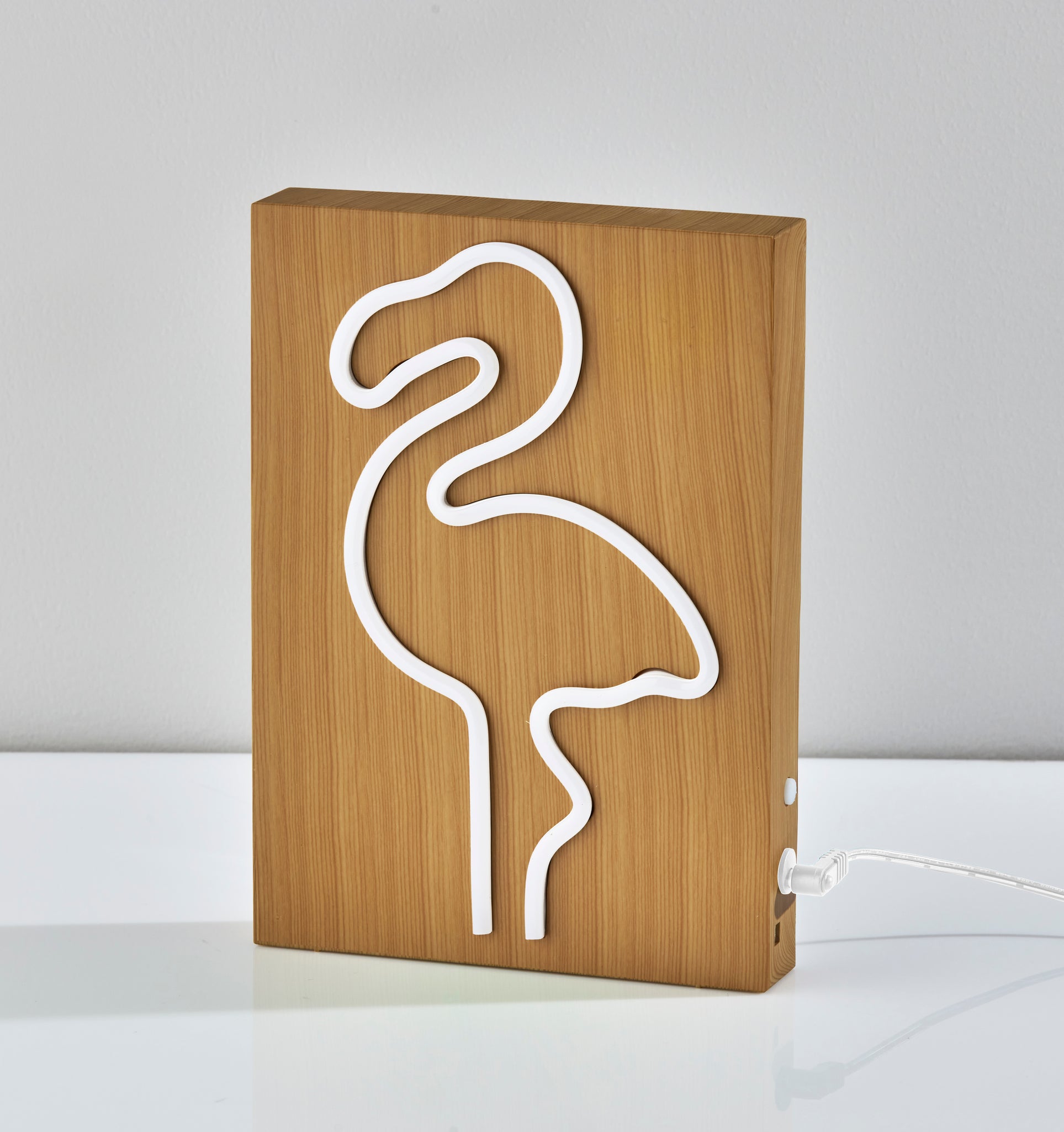 Wood Framed Neon Flamingo Lamp - novelty | Adesso