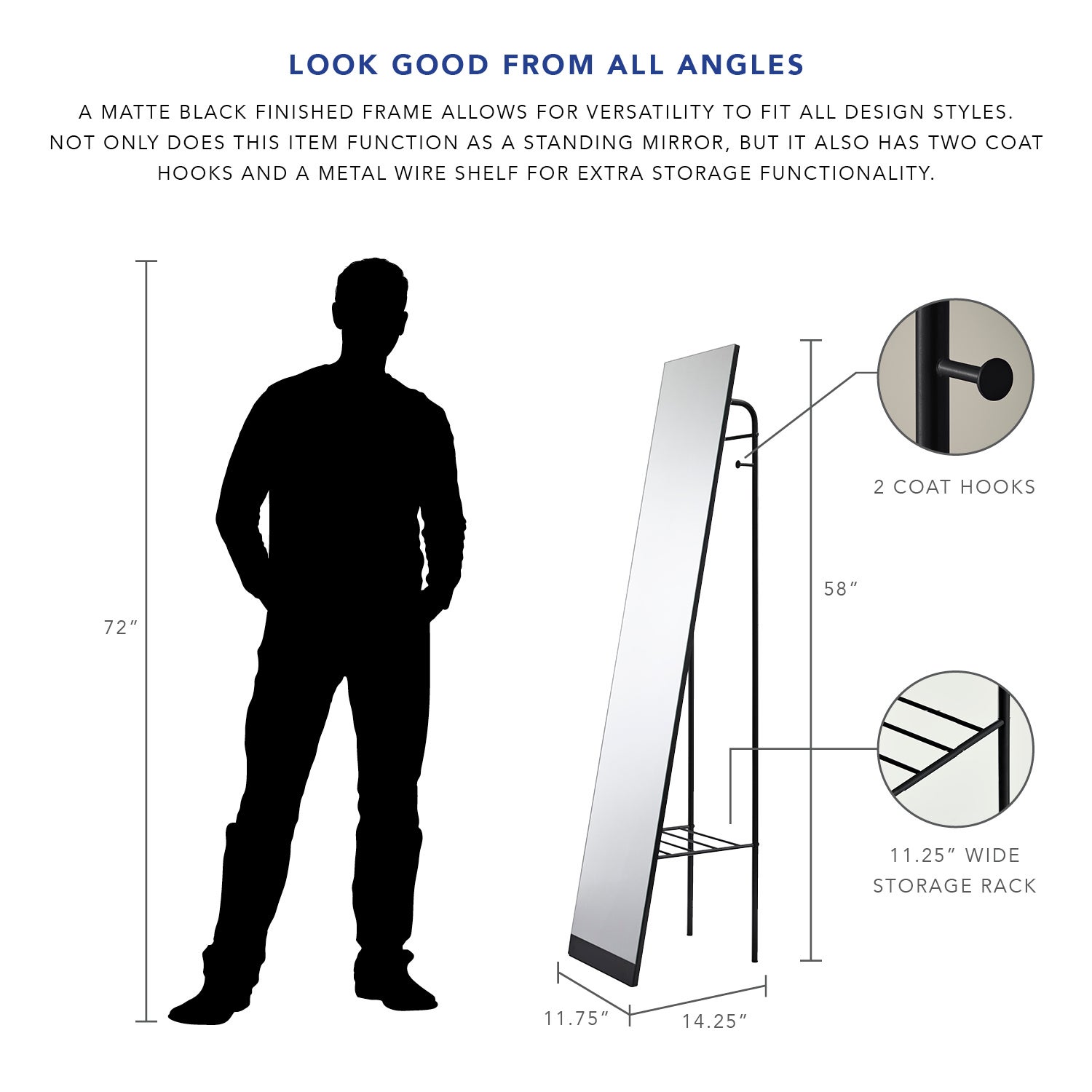 Tillie Floor Mirror - mirrors | Adesso