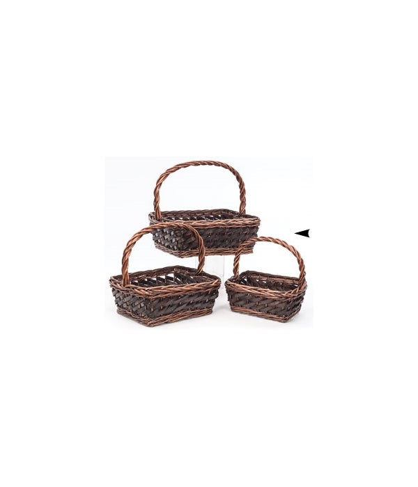 19/1645 S/3 OBLONG WILLOW AND WOOD BASKETS CS. PK.: 8
