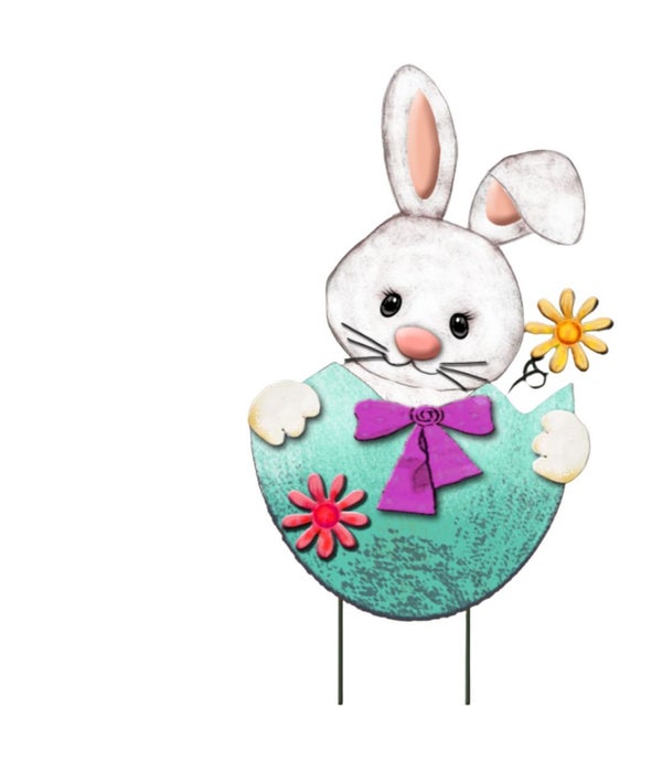 BUNNY IN EGG WITH FLOWERS