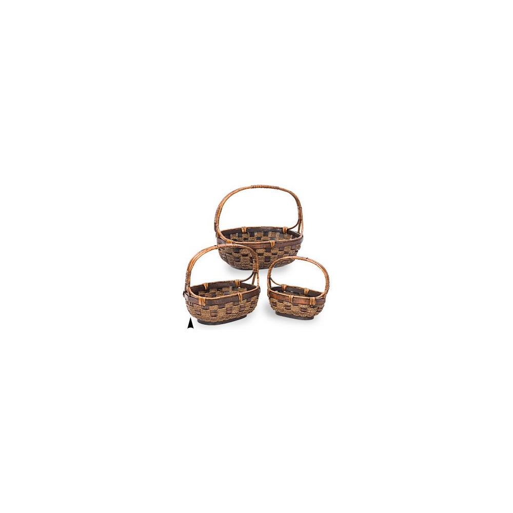 29/0999 S/3 OVAL WILLOW & SEAGRASS BASKETS CS PK.: 8