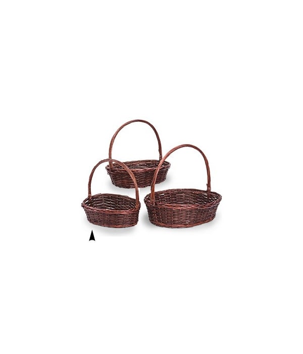 29/2474 S/3 OVAL STAINED WILLOW & WOOD BASKETS CS. PK.: 4