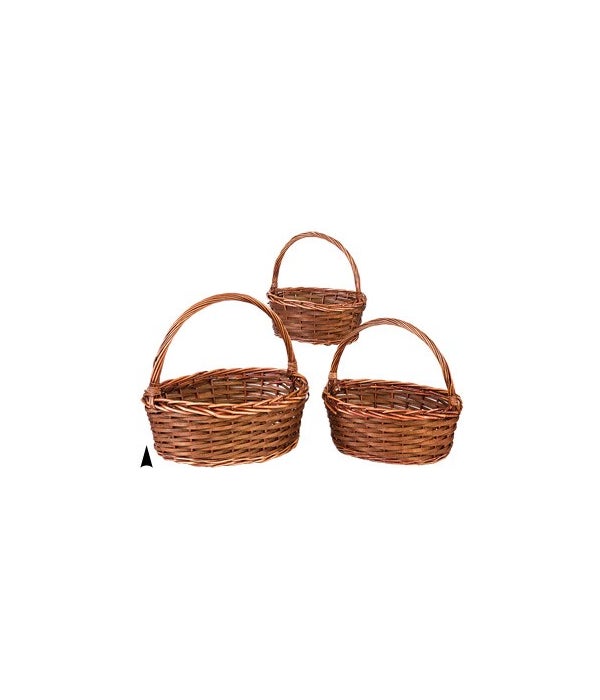 29/574 S/3 WOOD AND WILLOW OVAL BASKETS CS. PK.: 12