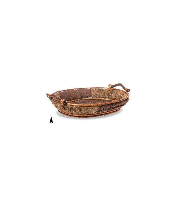 3/13-05 OVAL WILLOW & SEAGRASS TRAY W/WOOD DESIGN CS. PK.: 20