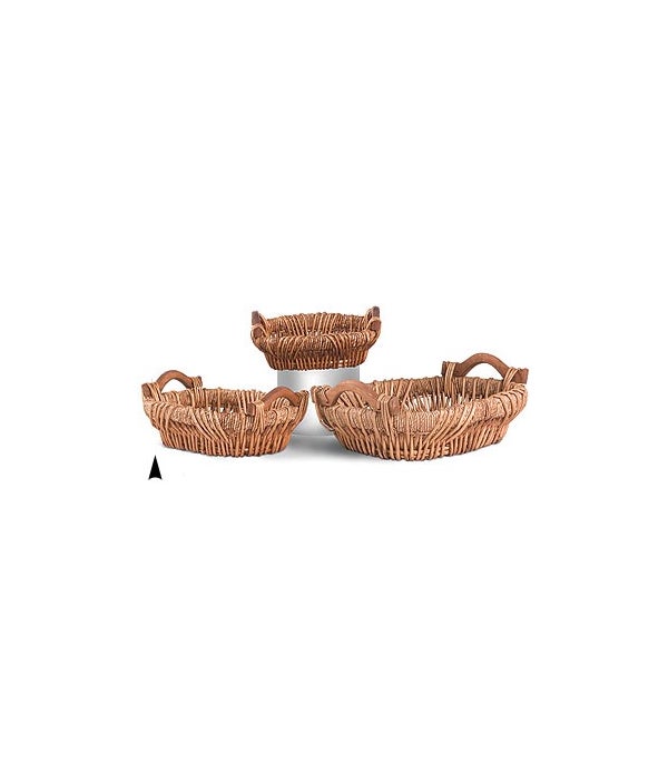 3/254 S/3 OVAL MAIZE AND WILLOW TRAYS CS. PK.: 8