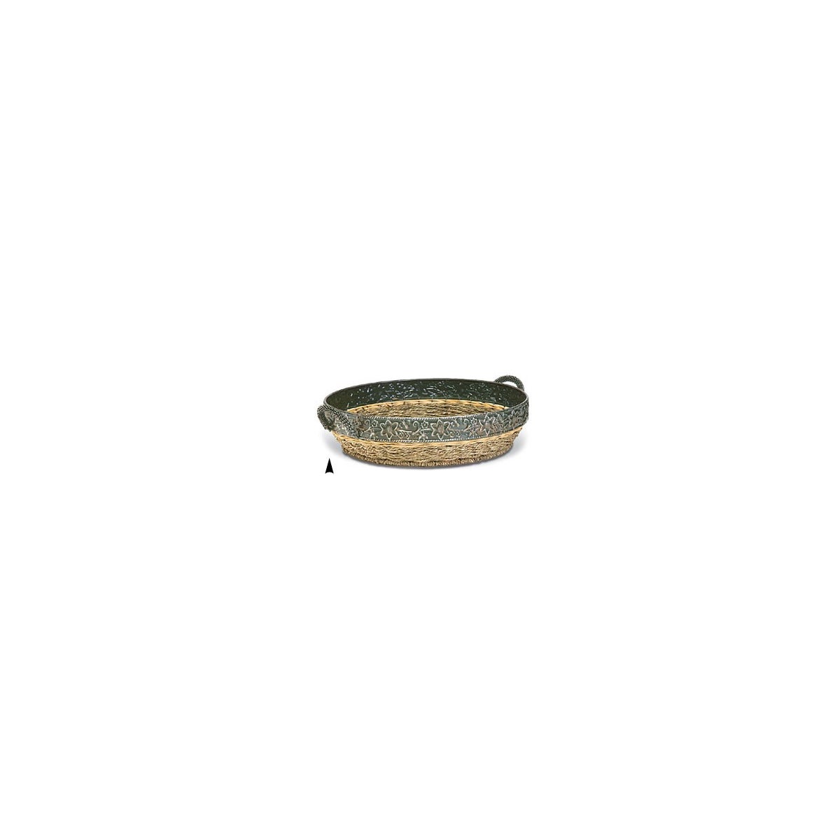 3/4990 14.5 ROUND SEAGRASS TRAY WITH METAL RIM CS. PK.: 20
