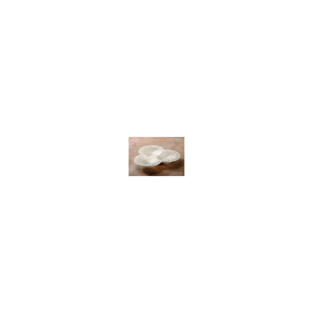 7/6120 3-SECTION LACEY CERAMIC PLATTER CS. PK.: 12